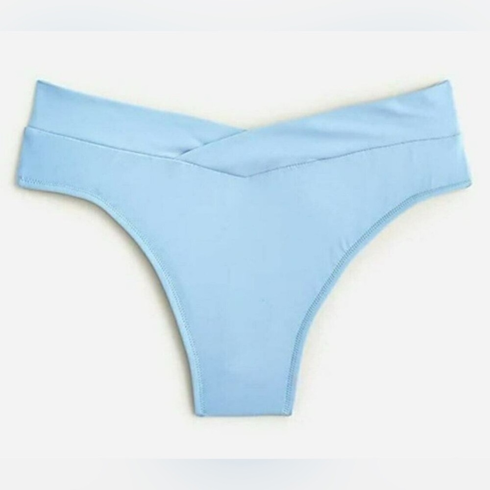 J. Crew Pale Blue Cross-Front Cheeky Bikini Bottom Womens Sz XS NWT BF171